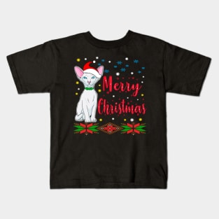 Merry Christmas. Hairless cat Desing. Holiday Gifts Kids T-Shirt